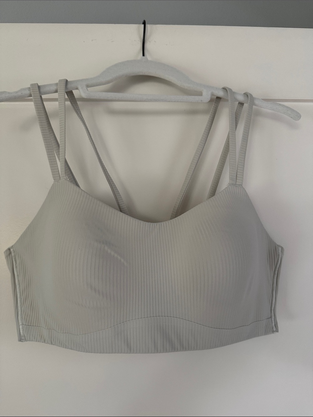 lululemon athletica Light Gray Ribbed Strappy Sports Bra